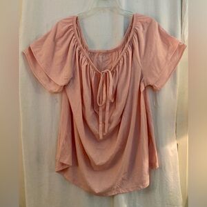 NWT Lane Bryant Light Pink Scoop Neck Tie Short Sleeve Tee Size 22/24
